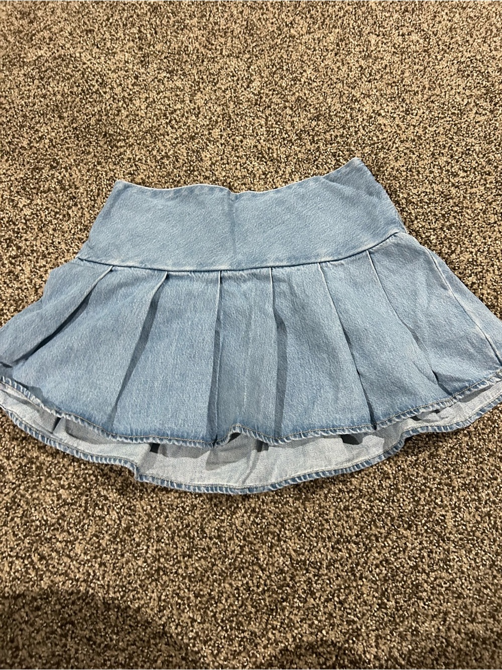 Old Navy Light Blue Denim Pleated Mini Skirt